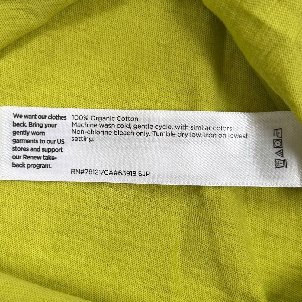 Eileen Fisher 2XL Organic Cotton V-Neck T Shirt Citron Casual Coastal - Picture 7 of 7